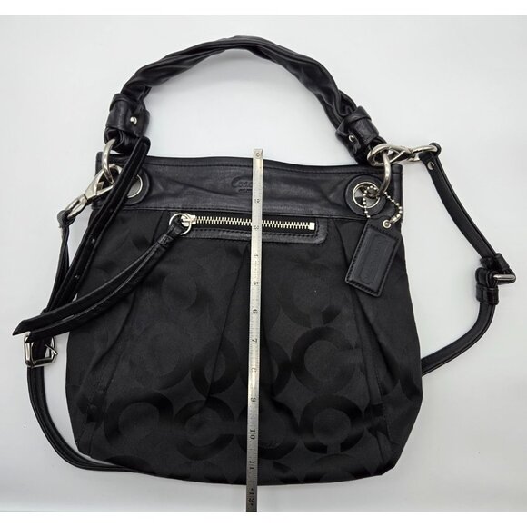 Coach L0893-13420 Op Art Shoulder Hobo Bag Black Signature - Picture 4 of 6